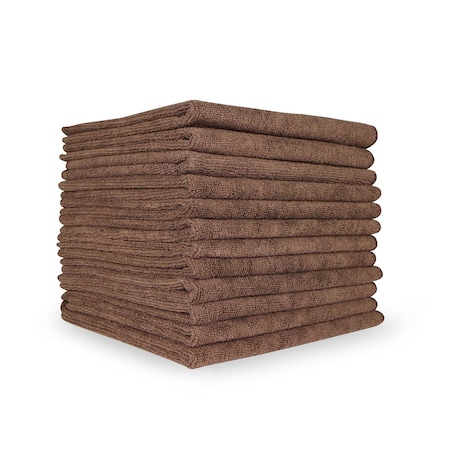 Monarch Smart Choice Microfiber Cloths 16x16 49gm Brown - 12 Pack M915100BR